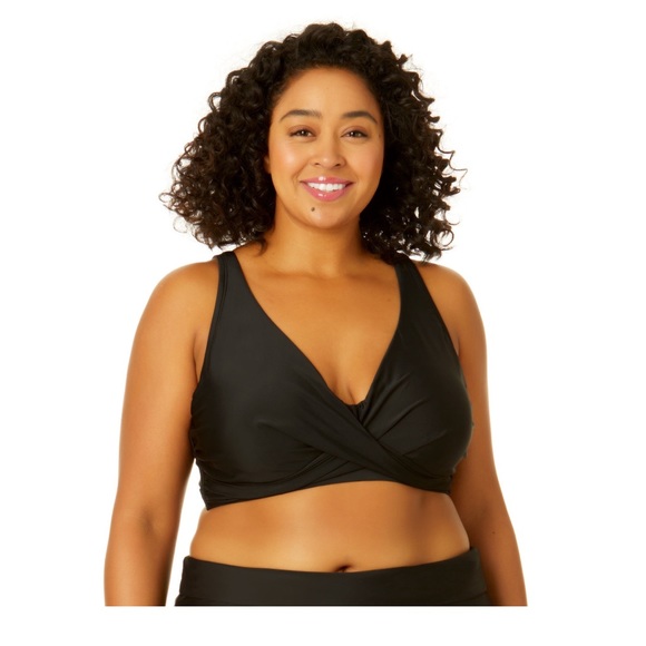 Nwt Women's swimsuit time and tru 1X Top Plunge Rich Black bottom’s XL floral - Picture 5 of 16